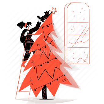 window, christmas, tree, light, decoration, decor, season