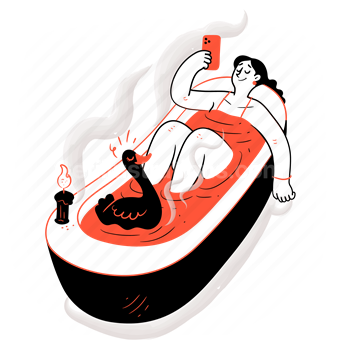 bathtub, bath, relax, relaxing, chill, smartphone, duck, candle