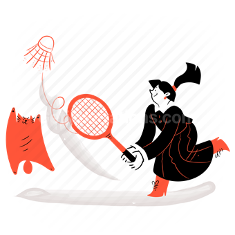 badminton, racket, raquet, shuttle, cat, child, children, girl