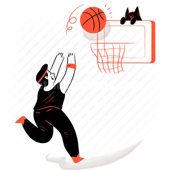 basketball, net, ball, sport, activity, fitness, child, children, boy, cat