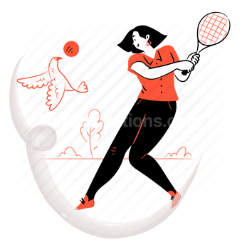 sport, fitness, racket, ball, tennis, outdoors, woman