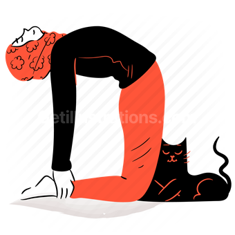 yoga, stretch, stretching, pose, sport, fitness, back, bend, woman, cat