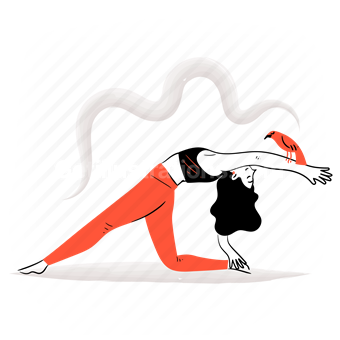 yoga, stretch, stretching, pose, sport, fitness, back, woman, bird