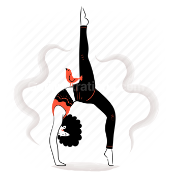 yoga, stretch, stretching, pose, sport, fitness, bend, leg, raise, woman, bird