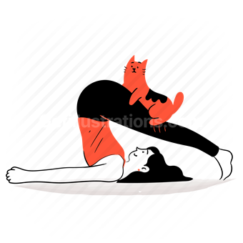yoga, stretch, stretching, pose, sport, fitness, bend, legs, cat, woman