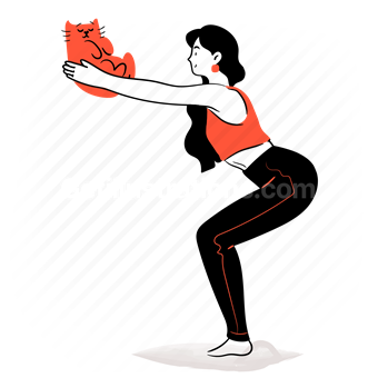 yoga, stretch, stretching, pose, sport, fitness, bend, woman, cat