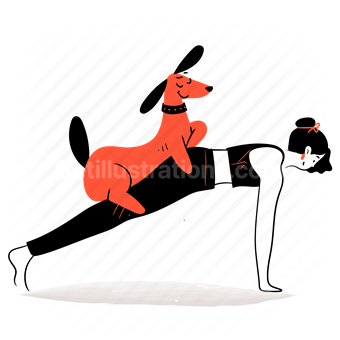 yoga, stretch, stretching, pose, sport, fitness, dog, cat