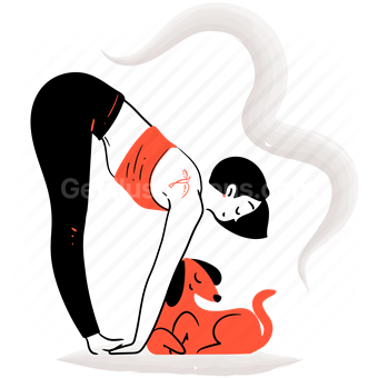 yoga, stretch, stretching, pose, sport, fitness, forward, bend, dog, woman