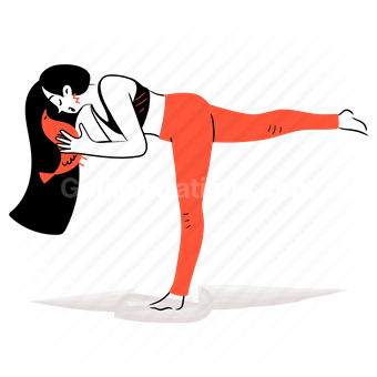 yoga, stretch, stretching, pose, sport, fitness, leg, bird, balance, woman