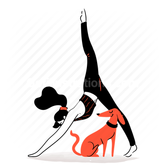 yoga, stretch, stretching, pose, sport, fitness, leg, raise, dog, woman
