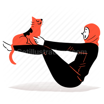 yoga, stretch, stretching, pose, sport, fitness, leg, raise, woman, cat