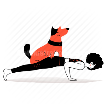 yoga, stretch, stretching, pose, sport, fitness, plank, woman, dog