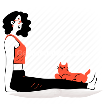 yoga, stretch, stretching, pose, sport, fitness, sitting, sit, woman, cat