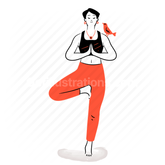 yoga, stretch, stretching, pose, sport, fitness, woman, bird