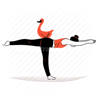 yoga, stretch, stretching, pose, sport, fitness, woman, duck