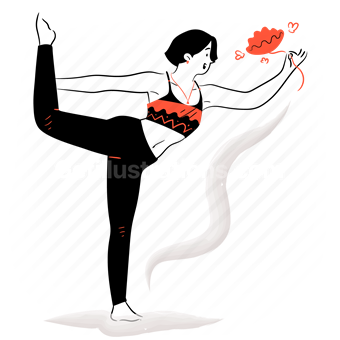 yoga, stretch, stretching, pose, sport, fitness, woman, flower