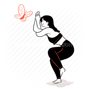 yoga, stretch, stretching, pose, sport, fitness, woman, twist, butterfly