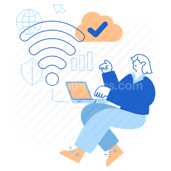 wireless, internet, online, signal, connect, confirm, cloud, laptop, computer