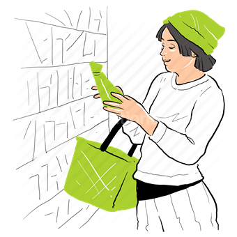 shopping, shop, store, basket, groceries, woman, people, bag