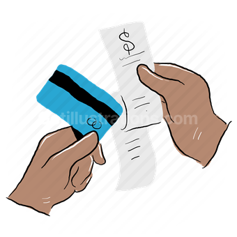 credit card, debit card, receipt, payment, method, hand, gesture