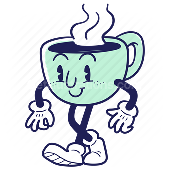 mug, coffee, cute, cartoon, character