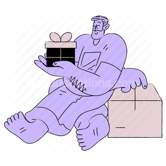 box, package, present, gift, packages, man, people, shipping, delivery