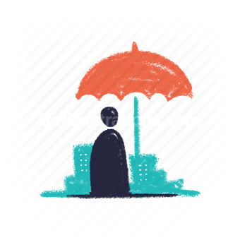 protection, city, umbrella, insurance, safety