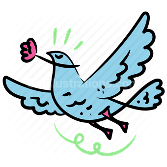 animal, bird, nature, flower, floral, peace, sticker, delivery, romance, romantic
