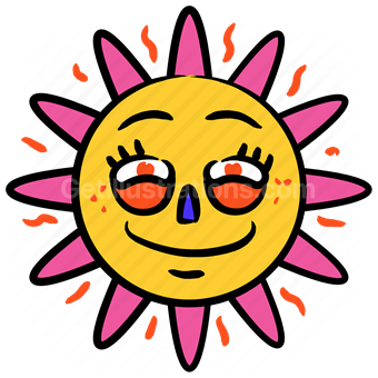 sun, sunny, flower, forecast, smiley, sticker, emotion, emoticon, smile, smiling