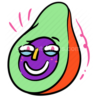 avocado, fruit, healthy, organic, face, smiley, sticker, emotion, smile
