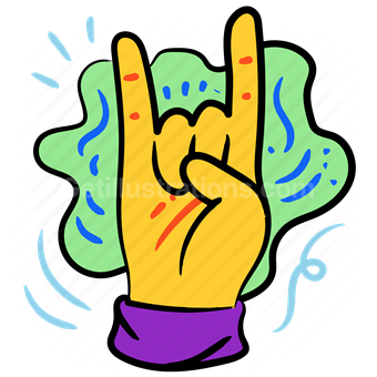 hand, gesture, rock, rock n roll, sticker, hand gesture