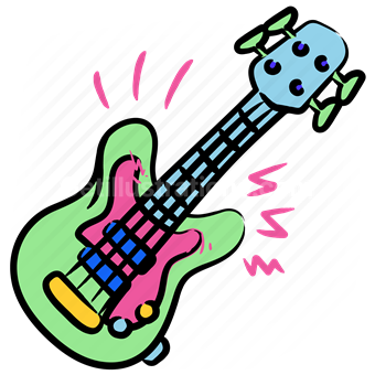 guitar, electric, music, musical, instrument, sticker, band, rock