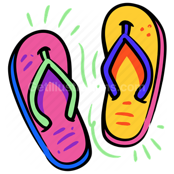slippers, flip flops, footwear, fashion, summer, vacation, sticker