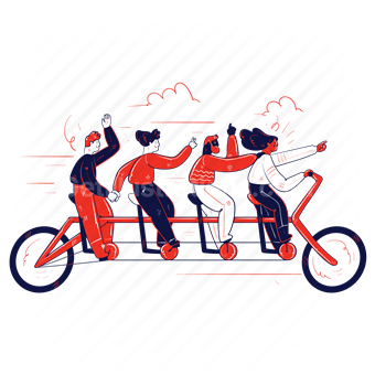 transport, travel, bike, bicycle, teamwork, team