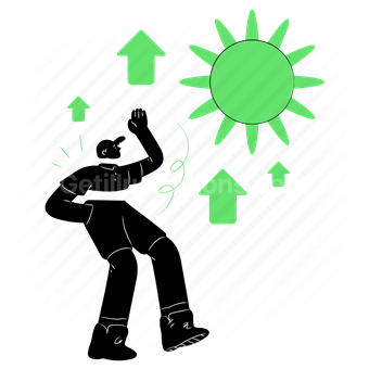 increase, upward, sun, sunny, forecast, summer, arrows, global warming