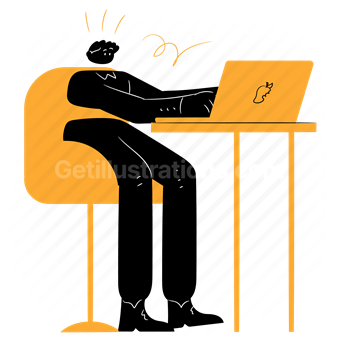 desk, computer, laptop, office, man, chair, furniture