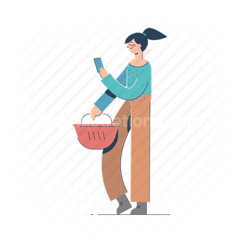 woman, shop, commerce, ecommerce, basket
