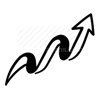 rising arrow, growth chart, financial performance, stock market gains, Vector illustration