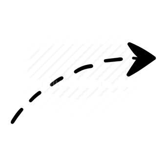 dotted line, right arrow, curved path, black, white