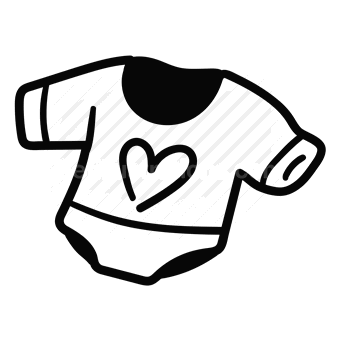 baby onesie, clothing, heart shape, Vector illustration