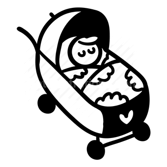 baby stroller, safety, mother, Vector illustration