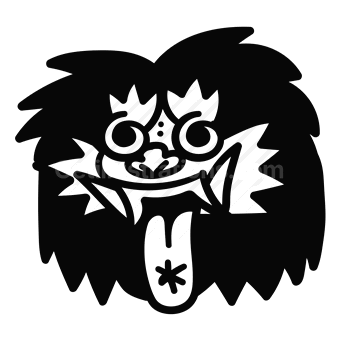 crazy monster, funny creature, tongue out, black silhouette, Vector illustration