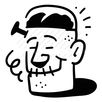 laughter, head shape, simple drawing, black and white