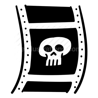 film reel, skull, death, horror, Vector illustration