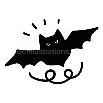 bat, halloween, spooky, black silhouette, Vector illustration