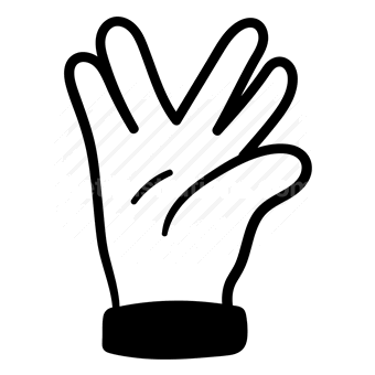 hand gesture, number three, outline, black and white