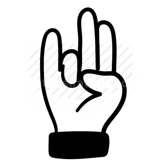 hand gesture, three fingers, counting, number 3, black and white
