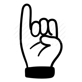 number one, hand sign, pointing up, Vector illustration