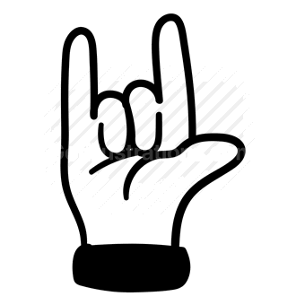 rock on, hand sign, rock music, heavy metal, Vector illustration
