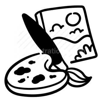 artist's palette, brushes, paint, creativity, Vector illustration